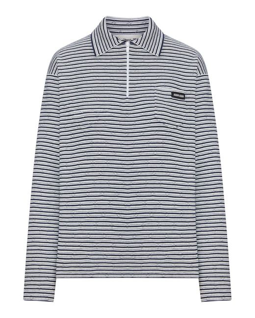 Miu Miu Gray Cotton, Cashmere And Silk Polo Shirt