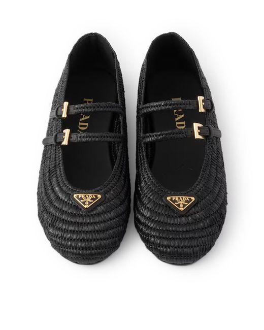Prada Black Crochet Ballerinas