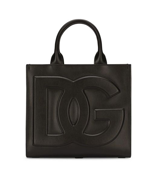 Borsa tote con logo goffrato di Dolce & Gabbana in Black