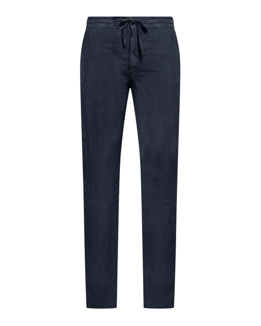 120% Lino Blue Linen Trousers for men