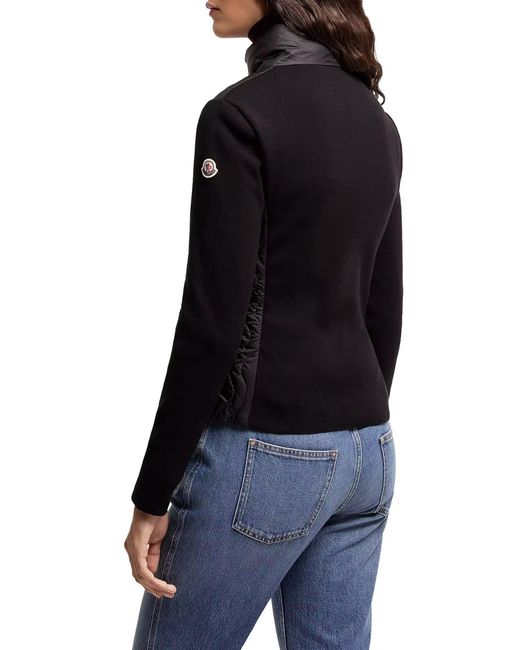 Moncler Black Cotton Padded Cardigan With Zip
