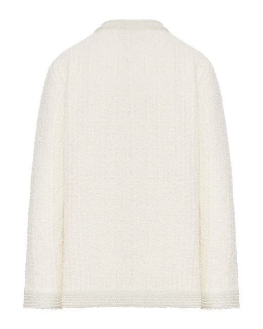 Gucci White Boucle Wool Cardigan