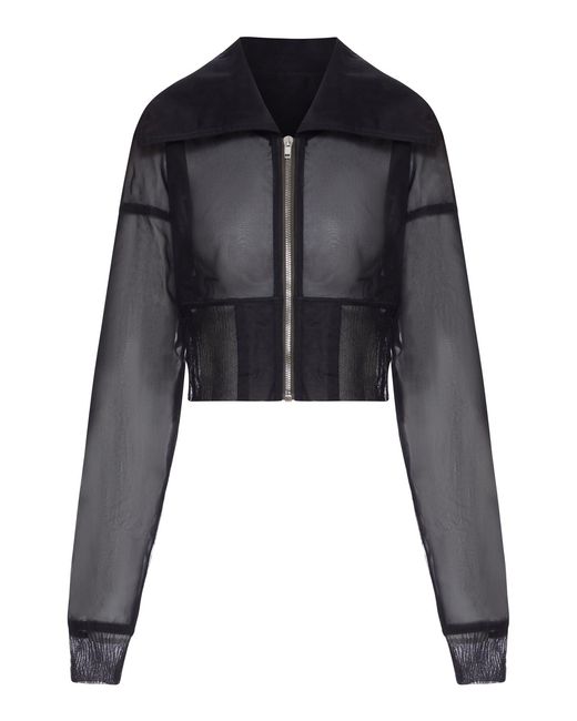 Rick Owens Black Cropped Dracucollar Bomber