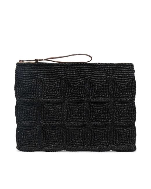 IBELIV Black Raffia Clutch Tanala