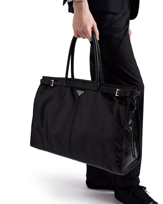 Prada Black Bonnie Leather Shopping Bag for men