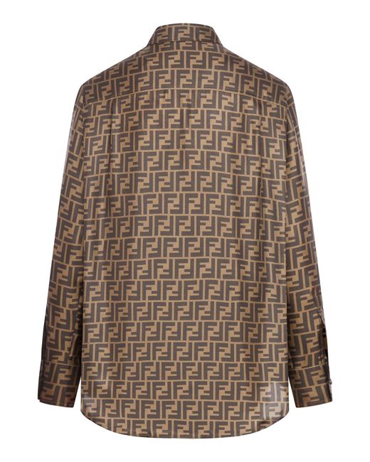 Fendi Brown Ff Silk Shirt