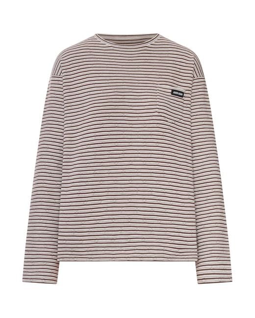 Miu Miu Multicolor Striped Cotton And Cashmere Blend T-Shirt