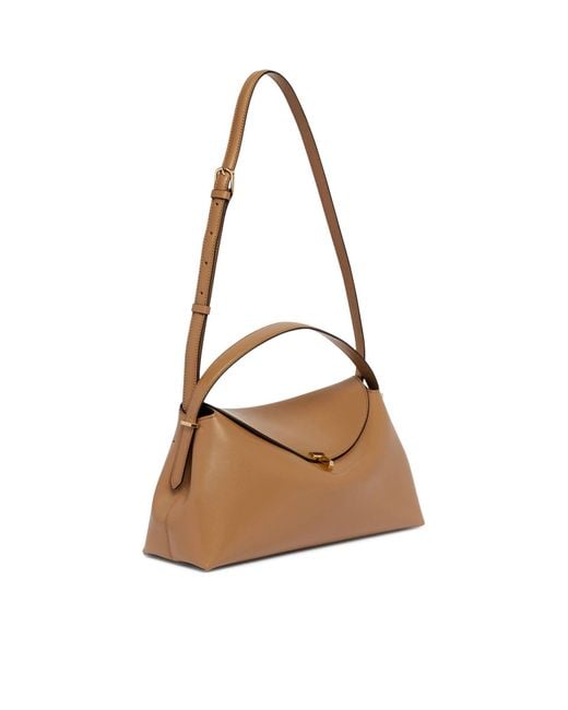 Totême Brown T-lock Leather Handbag