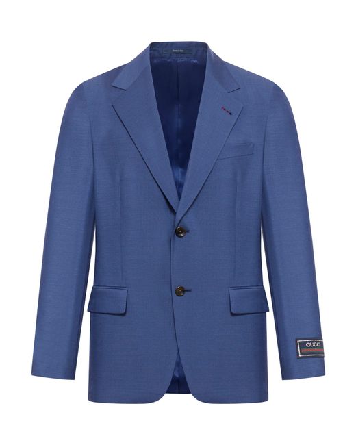 Gucci Blue Elegant Jacket In Mohair Wool With Label for men