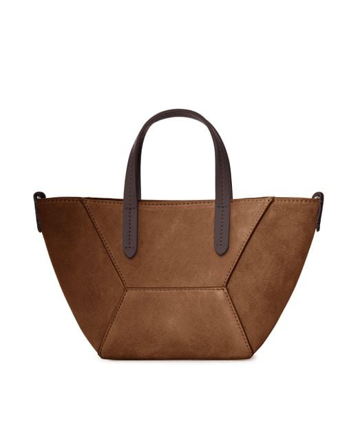 Brunello Cucinelli Brown Mini Suede Bag With Shoulder Strap