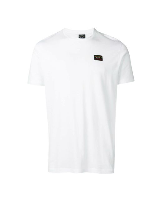 T-shirt con patch logo di Paul & Shark in White da Uomo