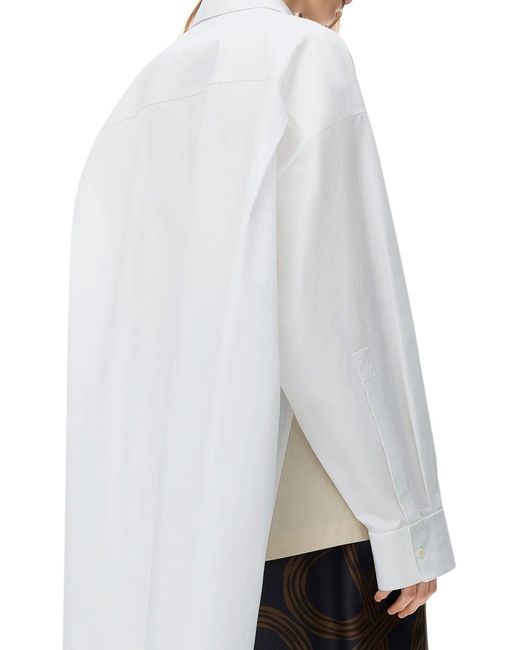 Loewe White X Paula's Ibiza Asymmetric Cotton Poplin Shirt