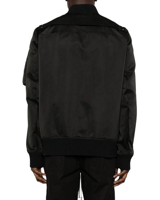 Rick Owens Black Padded Bomber Jacket With Zip for men