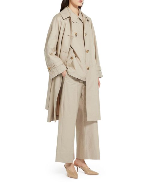 Trench monopetto in twill antigoccia di Max Mara The Cube in Natural