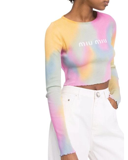 Miu Miu Multicolor Tie Dye Crop Sweater