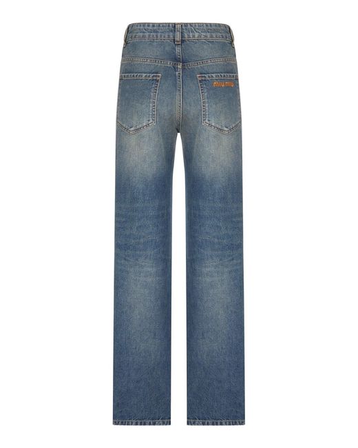 Miu Miu Blue Five Pocket Straight Leg Jeans