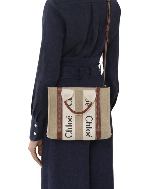 WOODY OLD CODE BAG di Chloé in Natural