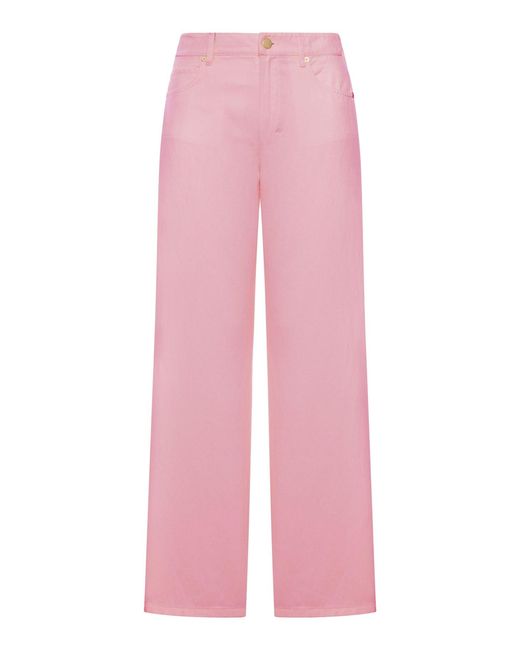 Max Mara Pink 5-pocket Cotton And Linen Trousers