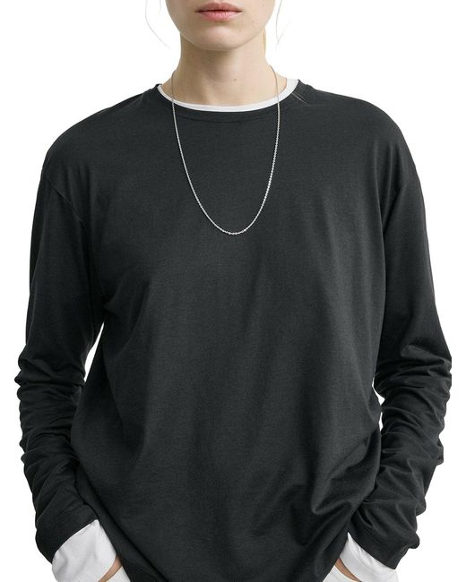 Totême  Blue Long-Sleeved Cotton T-Shirt