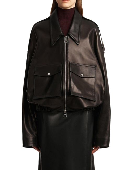Khaite Black Owey Leather Jacket