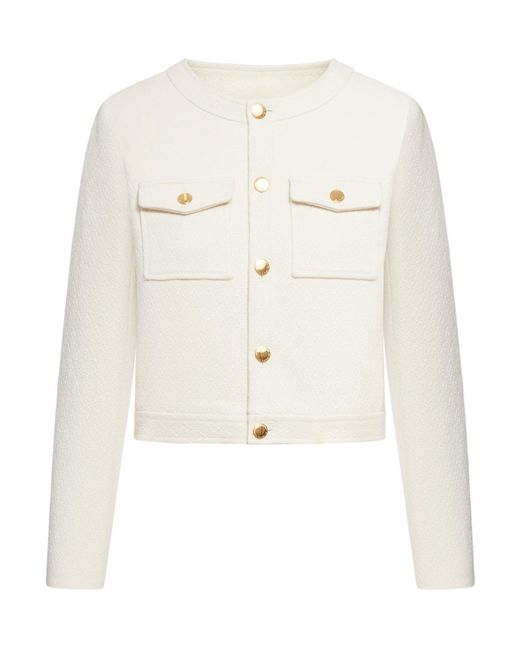 Céline White Feminine Jacket In Textured Cotton