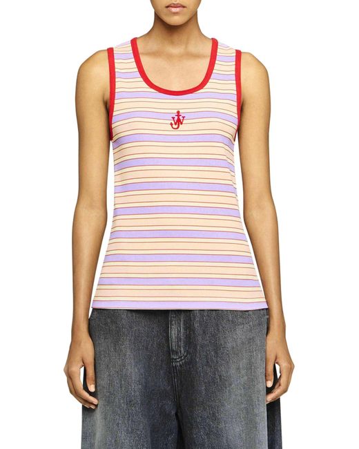 Top in tessuto a coste rigato di J.W. Anderson in Pink