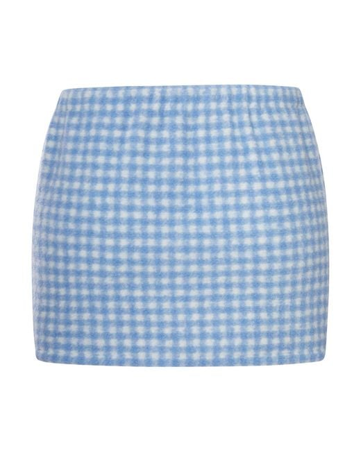 Miu Miu Blue Gingham Fleece Miniskirt