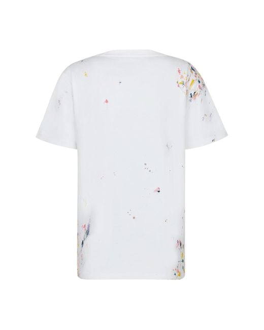 DIOR ホワイト トレーナー ペイントスプラッシュ DIOR MEN 2021 Paint Splatter Logo-Embroidered Sweatshirt w/ Tags