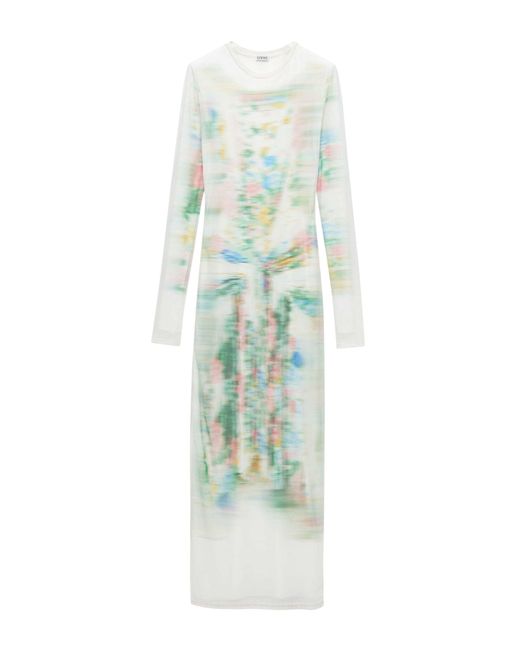 Loewe White Blurred Tube Dress