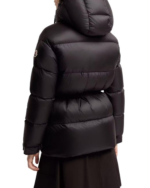 Piumino midi sesie con cappuccio di Moncler in Black