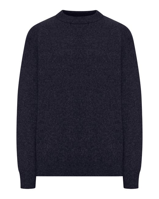 Roberto Collina Blue Crew Neck Sweater In Melange Effect Wool for men
