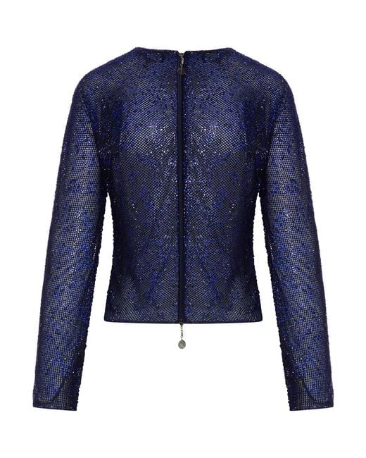 Giorgio Armani Blue Top Completely Covered With Rhinestone