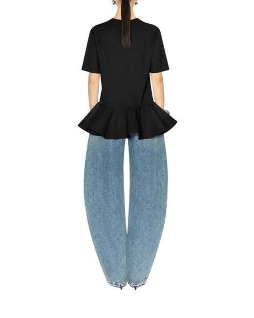 Alaïa Blue Cotton Jersey T-Shirt With Crinoline