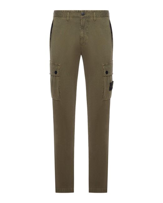 Stone Island Green Compass Logo Cargo Pants for men