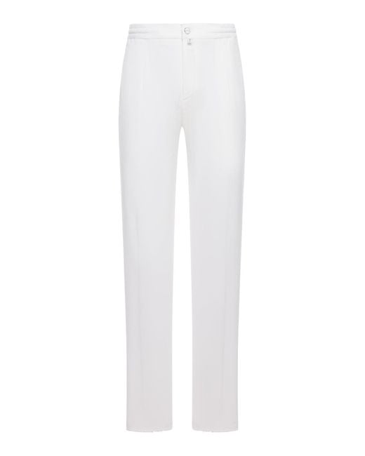 Kiton White Straight Leg Stretch Jeans for men