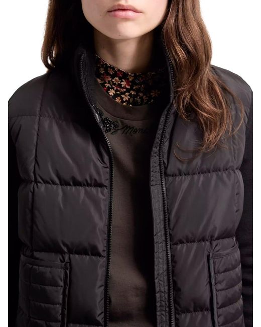 Cardigan imbottito in lana con zip e trapuntatura a quadri di Moncler in Blue
