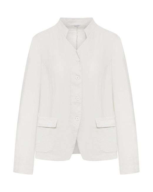 Transit White Stretch Linen Blend Jacket