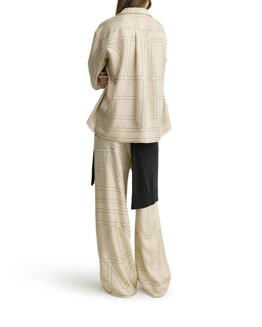 Totême Natural Silk Shirt With Monogram Embroidery