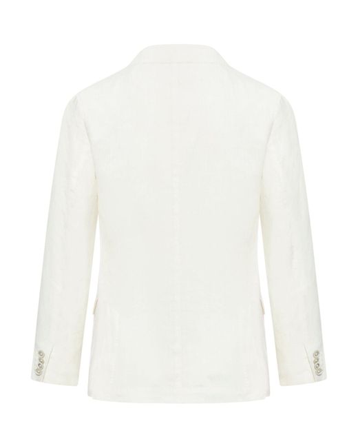 120% Lino White Linen Jacket for men