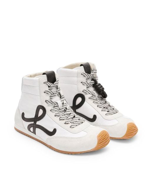 Sneaker alte ballet runner 2.0 in nylon e pelle di vitello di Loewe in White