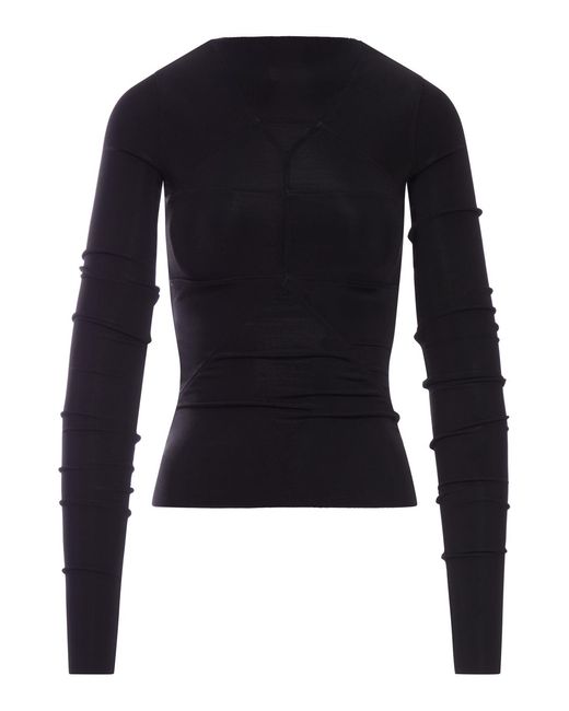 Rick Owens Blue Fitted Temple Top With V-neck Back