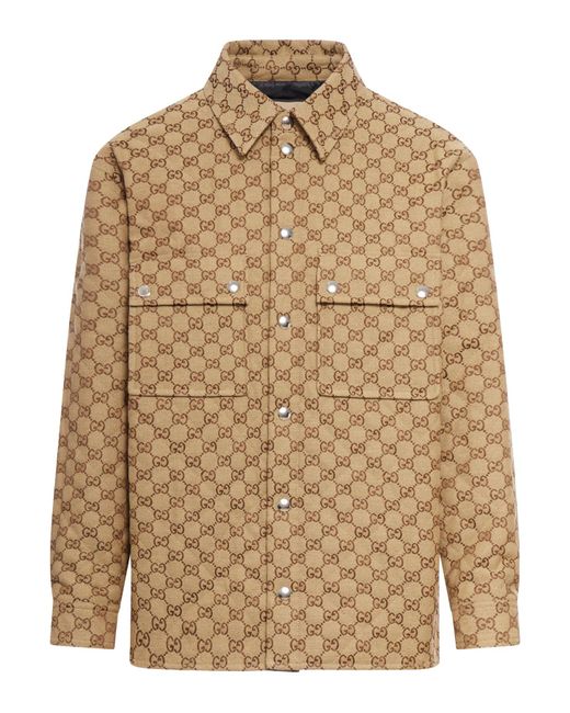 Gucci Natural Shirt In gg Fabric