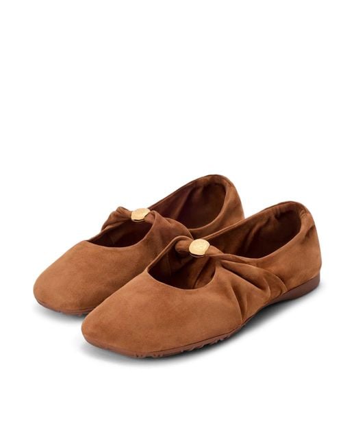 Loewe Brown Pebble Soft Ballet Flats