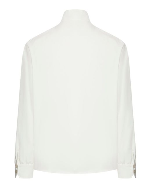 Camicia con collo a imbuto di Saint Laurent in White da Uomo