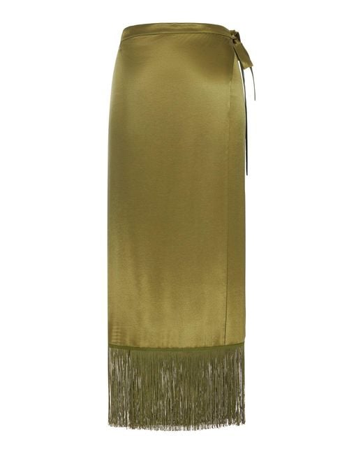 THE NINA STUDIO Green Silk Pareo Skirt With Wrap Closure