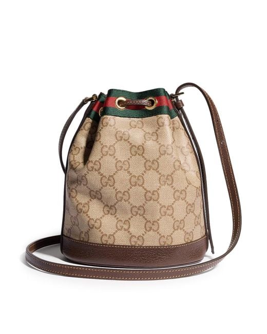 Gucci Brown Mini Bucket Bag With Web Ribbon