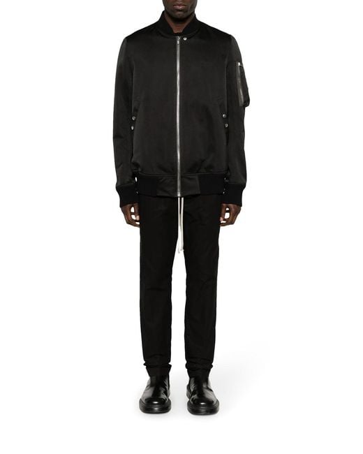 Rick Owens Black Padded Bomber Jacket With Zip for men