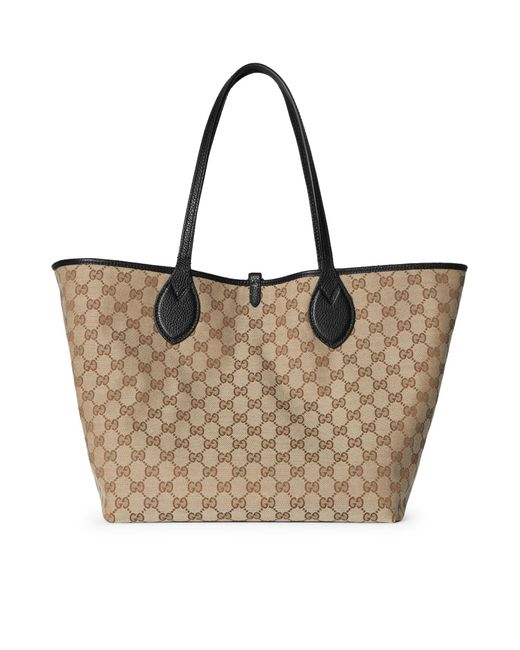 トートバッグ Gucci Black Leather Reversible Shopping Bag Gucci Black Leather Embossed XL Tote Bag | Yoogi's Closet