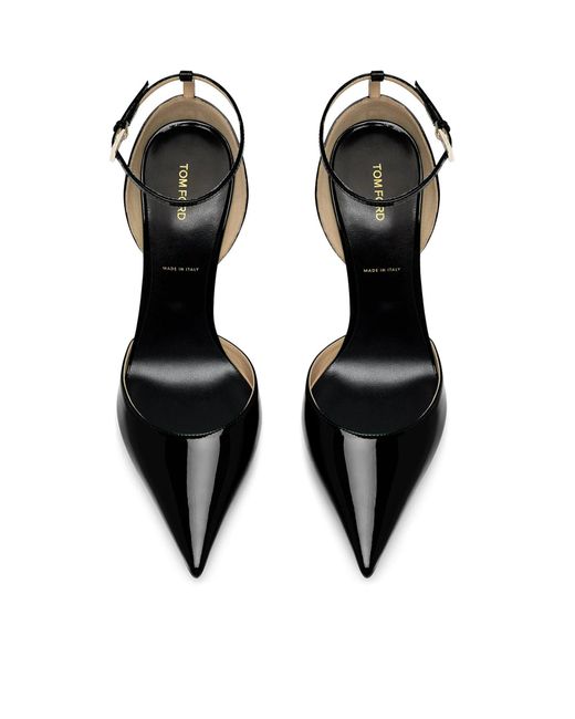 Tom Ford Black Vertigo Patent Leather Décolleté With Ankle Strap