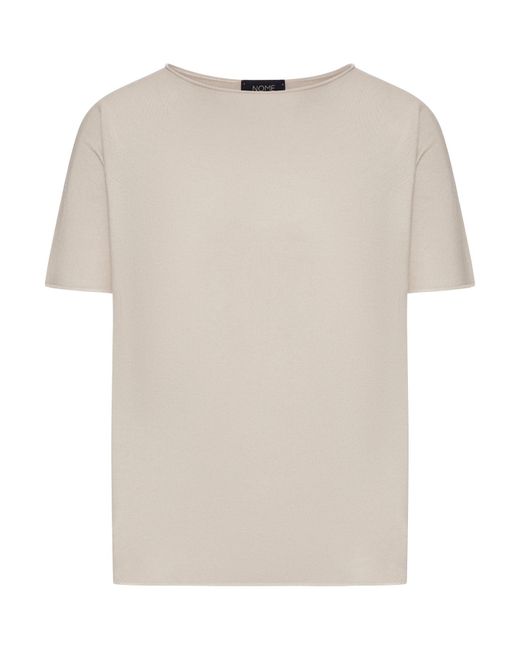 Maglia in cotone con scollo ampio di Nome in Natural